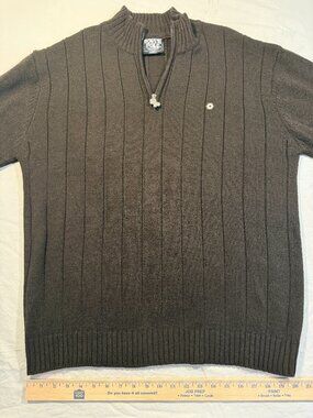 Southpole Brown 1/4 Zip Sweater Ribbed Y2K Pullover Men's XL Christmas Gift
